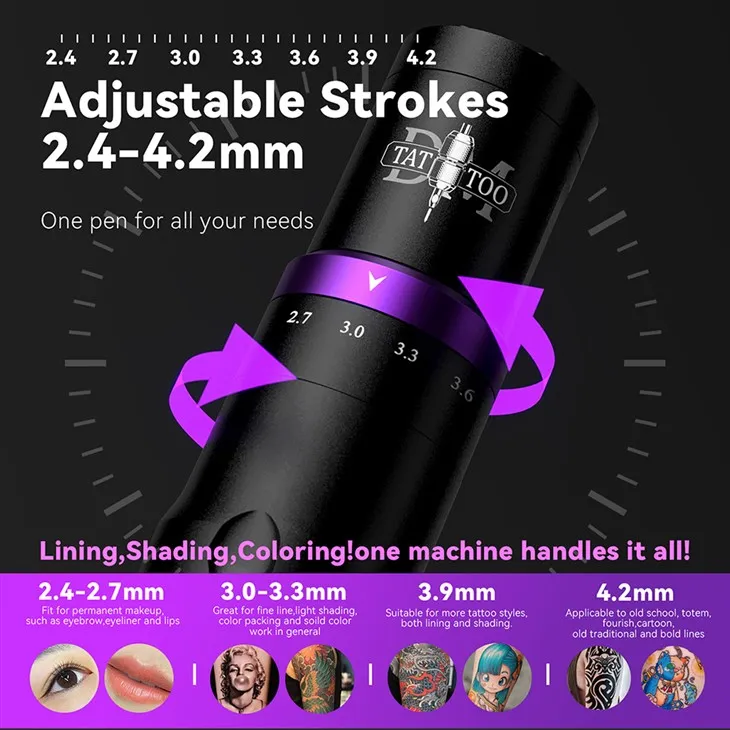 Adjustable Stroke Tattoo Machine Pen